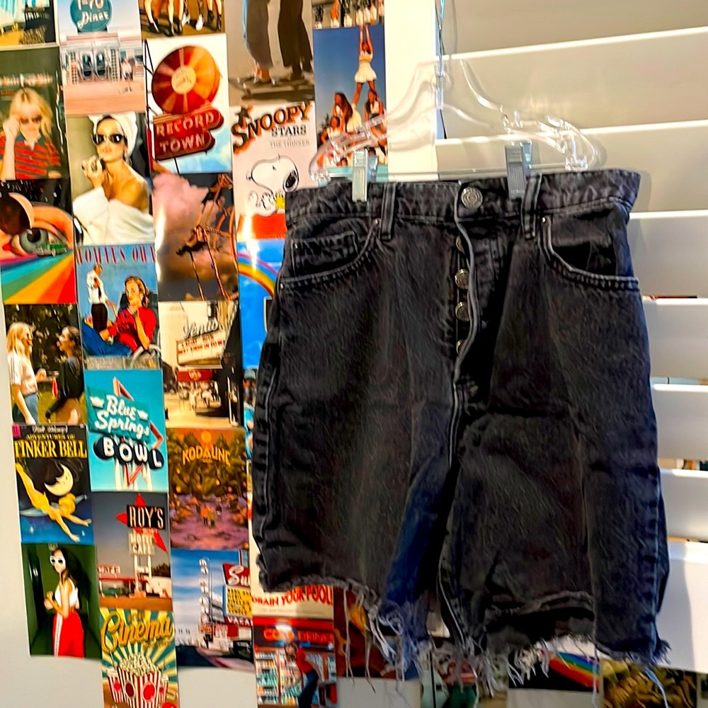 Garage vintage black denim Bermuda shorts